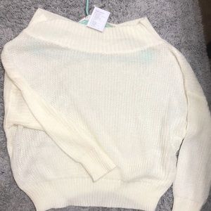 Cream off the shoulder sweater